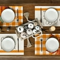 thumbnail image 5 of Smile Hello Fall Pumpkin Maple Leaves Placemats for Dining Table, 12 x 18 Inch Orange Buffalo Plaid Harvest Table Mats Set of 4 for Party Dining Decoration, 5 of 6