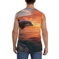 thumbnail image 4 of Lsque Sunset Dancing Dolphin B Print Men's Cotton Blend Sleeveless Muscle Shirts (S-3XL)- Moisture Wicking, Odor Protection, UPF 30+,Small, 4 of 8
