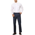 thumbnail image 2 of Pantalones de rayas INSPIRE CHIC para hombre, corte slim, pantalones formales de frente plano, 28 azul marino, 2 of 5
