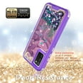 thumbnail image 4 of Samsung Galaxy A02S Case, Rosebono 3in1 Hybird Graphic Designed Gradient Quicksand Glitter Liquid Floating with Frame Bumper Protective Armor Case Samsung Galaxy A02S (Purple Marble), 4 of 4
