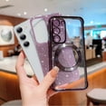 thumbnail image 5 of Magnetic Case for Samsung Galaxy S23, [Compatible with MagSafe] Non-Yellowing Glitter Shining Paper Clear Case for Women Girls, Rugged Shockproof Protection Phone Cover, Darkpurple, 5 of 10