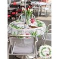 thumbnail image 4 of Spring Botanical Outdoor Tablecloth - 60 Inch Round Dining Table Cover, Garden Birds Floral Leaves Gray Woodn Waterproof Outdoor Table Cloth with Umbrella Hole & Zipper for Picnic/Patio/Party, 4 of 7