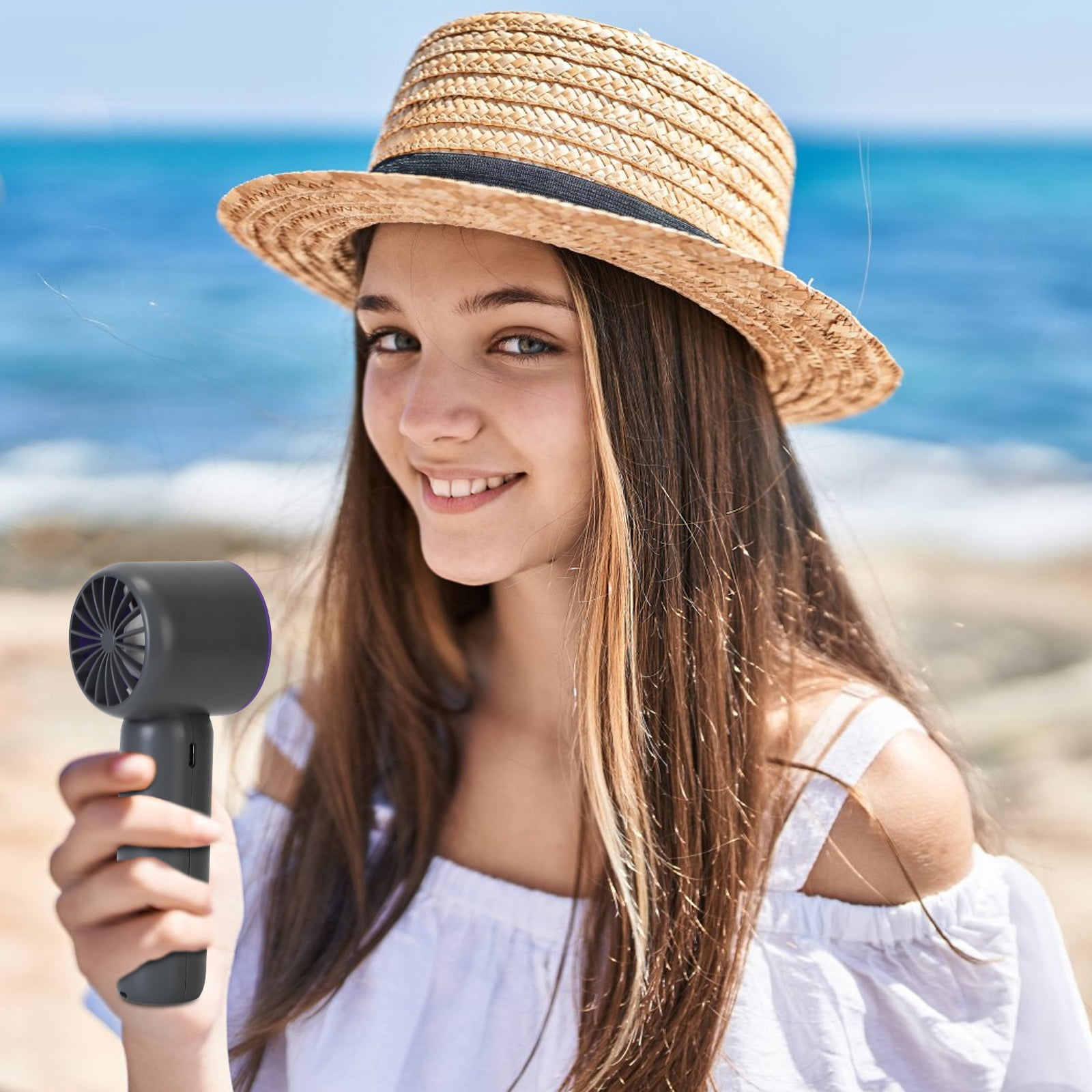 100 Speed Handheld Cooling Fan with Superconducting Ice Pack, 3000mAh Rechargeable Portable Mini Air Cooler with LCD Display for Summer Outdoor Travel