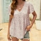 thumbnail image 4 of Blusas para Mujeres Casual, Impresión Floral Sólida de Gran Tamaño, Cuello de Manga Corta Blusa Superior, 4 of 8