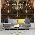 thumbnail image 2 of 8 x 6 ft Bookshelf Photo Backdrop,Glitter Crystal Chandelier Library Bookcase Fabric Background Official Metting Video Wallpaper Event Banner Photography Photo Shoot Birthday Party Decoration, 2 of 4