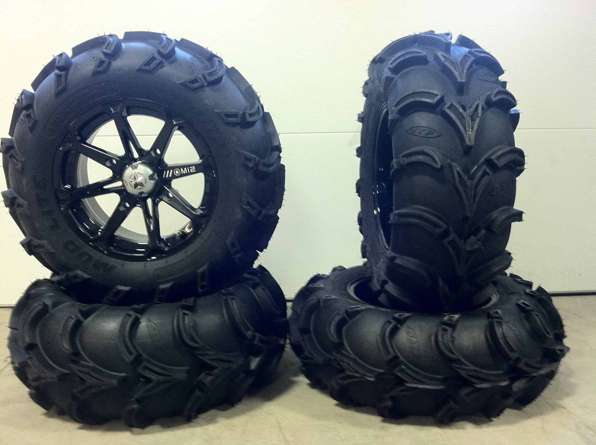 MSA Black Diesel 14" ATV Wheels 28" Mud Lite XL Tires CanAm Commander