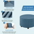 thumbnail image 5 of Round Ottoman Cover, Footstool Protector Covers Stretch Ottoman Slipcovers Plaid Storage Ottoman Slipcover Removable Washable for Dogs -Teal-Medium, 5 of 7