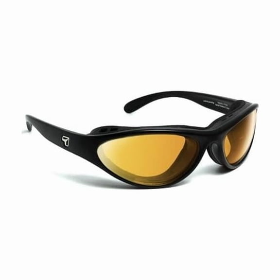 7eye Viento Wind-Blocking Padded Sunglasses for Outdoors, UV400, Yellow Lenses, Matte Black, Small & Medium