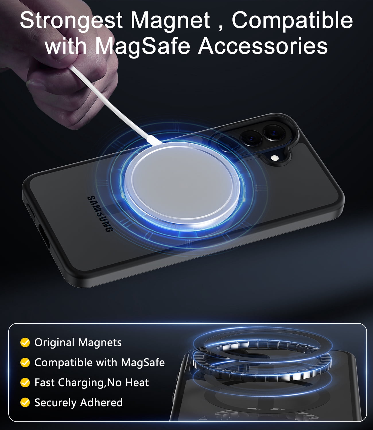 for Samsung Galaxy A57 5G Case Compatible with MagSafe, Translucent Matte Shockproof Phone Case Cover - Black