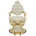 thumbnail image 3 of BarberPub Heavy Duty Barber Chair with Headrest, All Purpose Antique Hydraulic Reclining Salon Chair, White with Gold Frame, 3 of 12