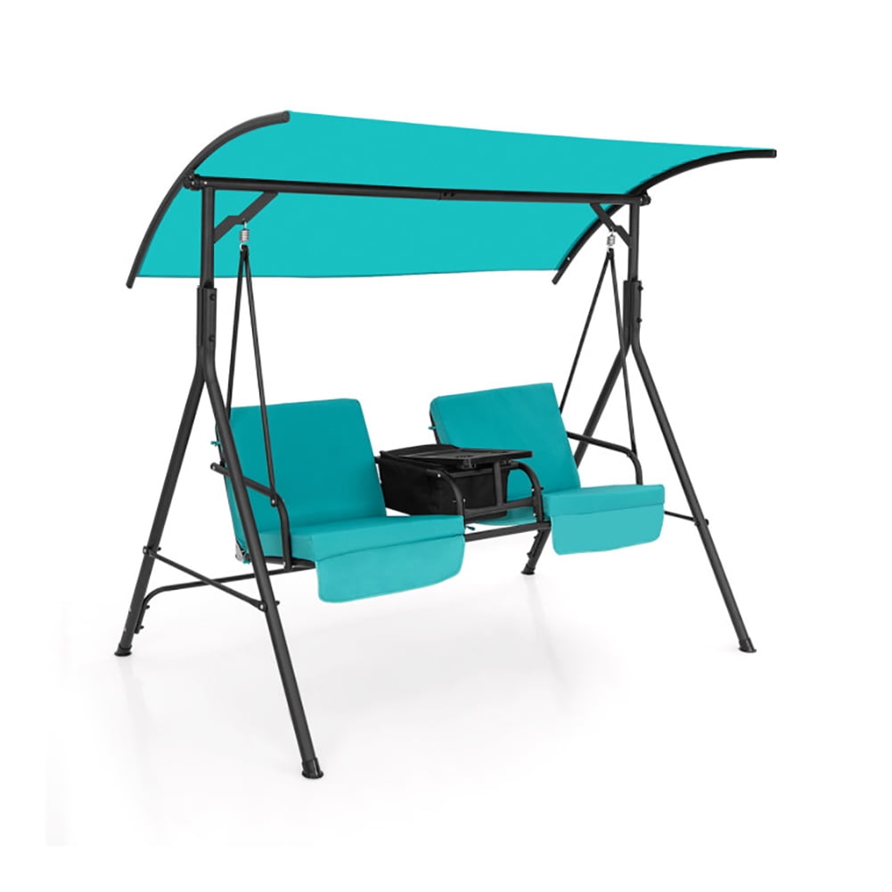 Aimee Lii Porch Swing Chair with Adjustable Canopy, Swing Chair Outdoor, Turquoise