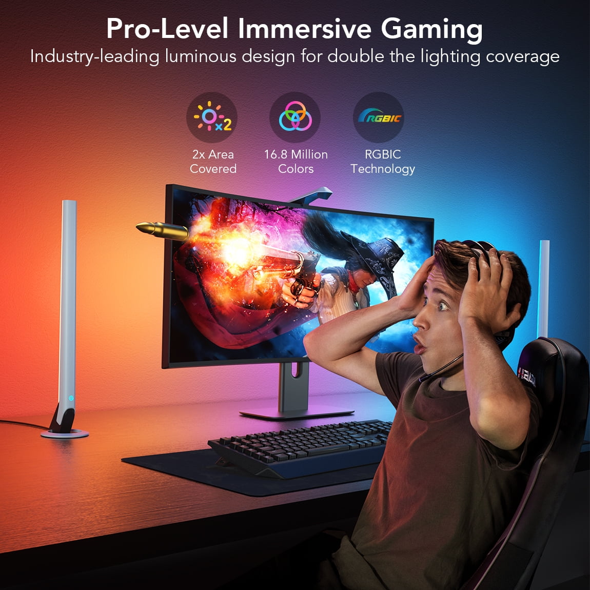 Govee DreamView Indoor LED Gaming Lights with Light Bar and Camera, Corded Electric, Color Changing