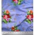 thumbnail image 1 of Soimoi Blue Viscose Chiffon Fabric Leaves & Floral Decor Fabric Printed BTY 42 Inch Wide, 1 of 1