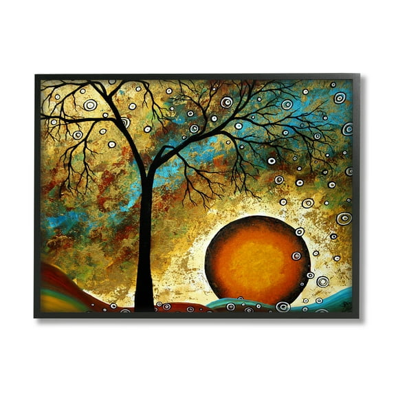 Stupell Industries Boho Tree Scenery Abstract Painting Black Framed Art Print Wall Art, 14 x 11