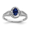 thumbnail image 3 of 925 Sterling Silver Rhodium-Plated Created Sapphire and Diamond Ring Size 5, 3 of 6