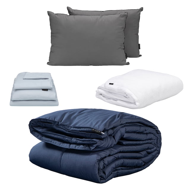 Edredón King Size DICASA Homy Azul Marino + Sábanas Softy + Protector Cloud + Almohadas 2Pack
