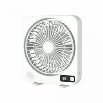 HIBIBUD 13.6 Inch Portable Table Fan, Digital Small Box Fan with 5 Powerful Speeds for Home Office Bedroom Bathroom Kitchen, White, 1 Pcs