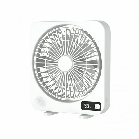 HIBIBUD 13.6 Inch Portable Table Fan, Digital Small Box Fan with 5 Powerful Speeds for Home Office Bedroom Bathroom Kitchen, White, 1 Pcs