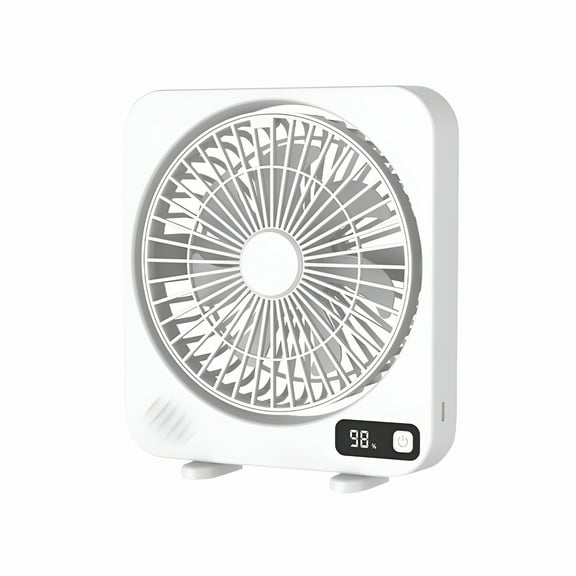 HIBIBUD 13.6 Inch Portable Table Fan, Digital Small Box Fan with 5 Powerful Speeds for Home Office Bedroom Bathroom Kitchen, White, 1 Pcs