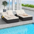 thumbnail image 4 of Costway Outdoor Patio Daybed PE Wicker Double Chaise Lounge with Adjustable Backrests, 4 of 10