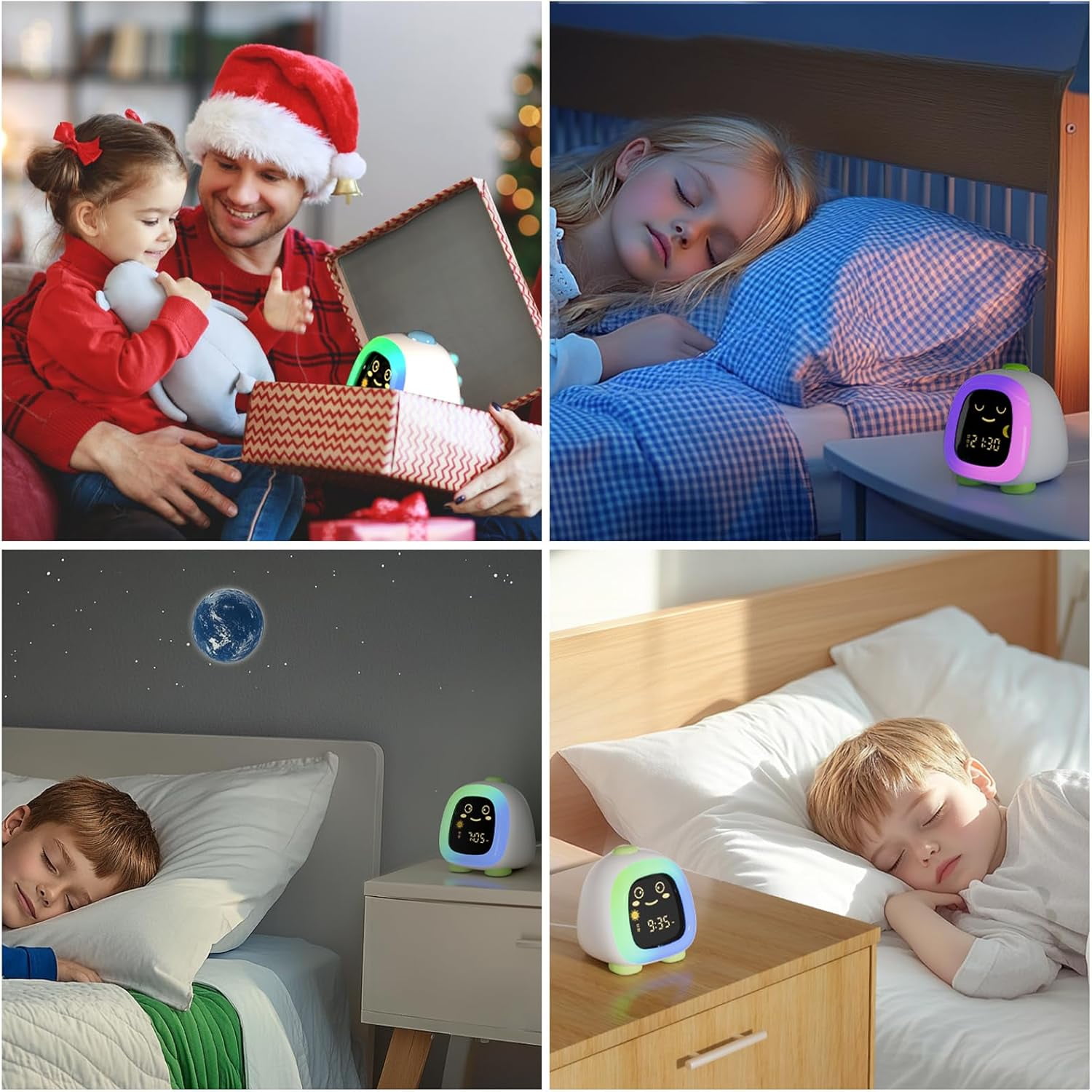 Kids Alarm Clock with OK to Wake Light, Sleep Training Clock with Cute Dinosaur Night Light for Bedroom, Toddler Stay-in-Bed Clock, Birthday Gift for Boys and Girls