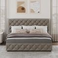 thumbnail image 4 of Upholstered Platform Bed Frame – Adjustable Headboard, 4 Storage Drawers, Diamond Button Tufted, Noise Reducing, Sturdy Linen Fabric – No Box Spring Needed, 4 of 7