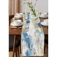 thumbnail image 2 of Blue Yellow Beige Table Runner Retro Abstract Modern Art Painting Tablerunners 13 x 90 Inch, Table Decorations Tabletop Scarf for Summer Gathering Holiday Farmhouse Kitchen Dining Decor, 2 of 6