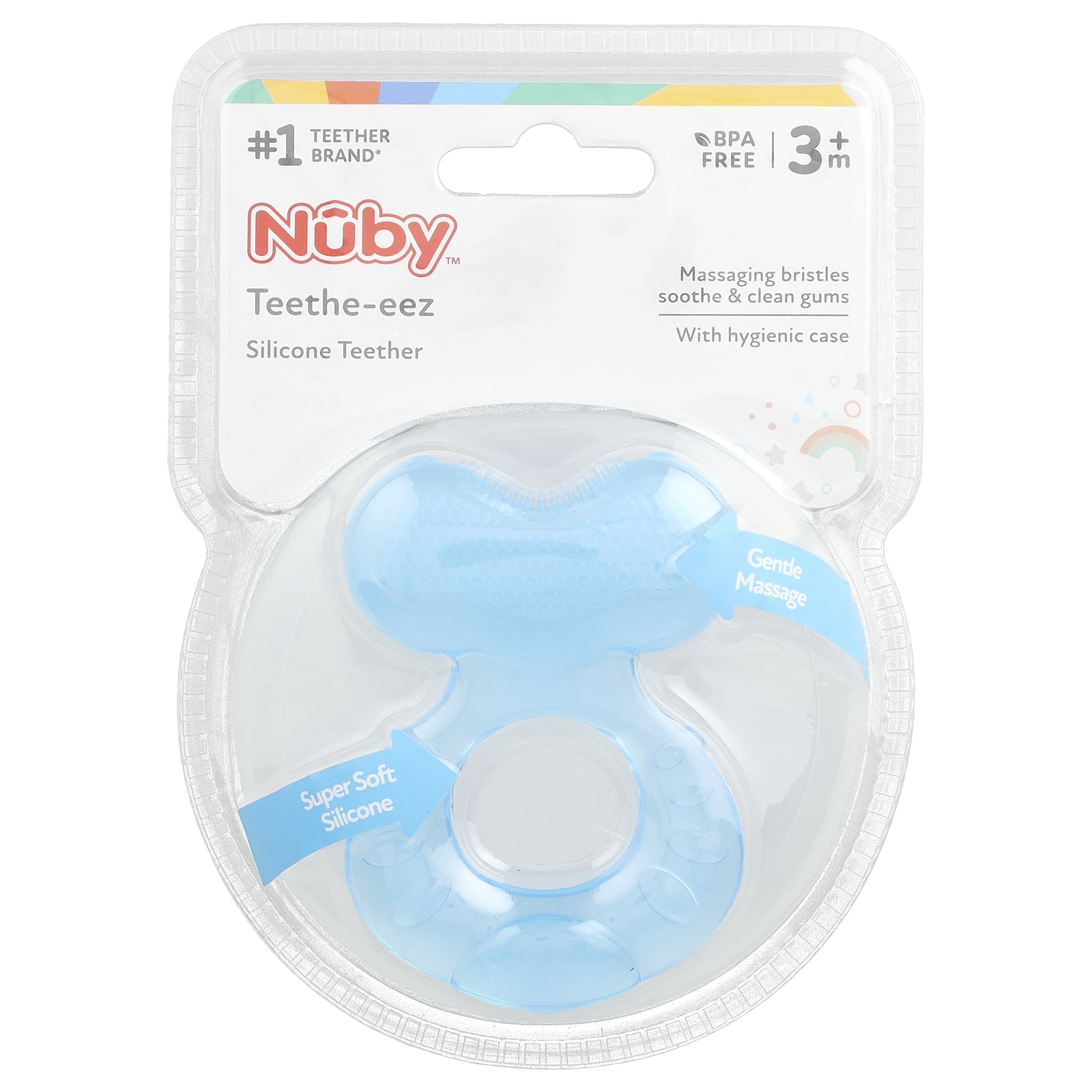 Nuby Teethe-eez Silicone Blue Teether with Case