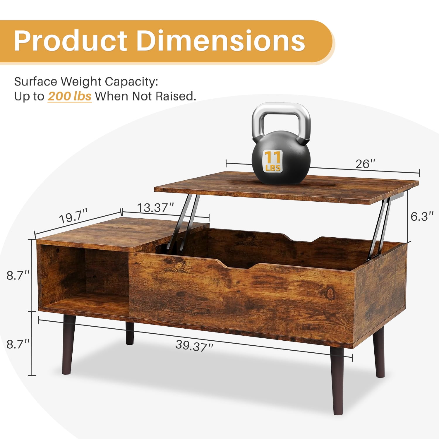 Coffee Table, Lift Top Coffee Tables for Living Room, Small Modern Wooden Center Tables with Storage Shelf and Hidden Compartment