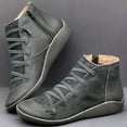 thumbnail image 2 of Mostsola Womens Lace up Ankle Boots Vintage Zip up Casual Flat Walking Shoes Short Booties, 2 of 3