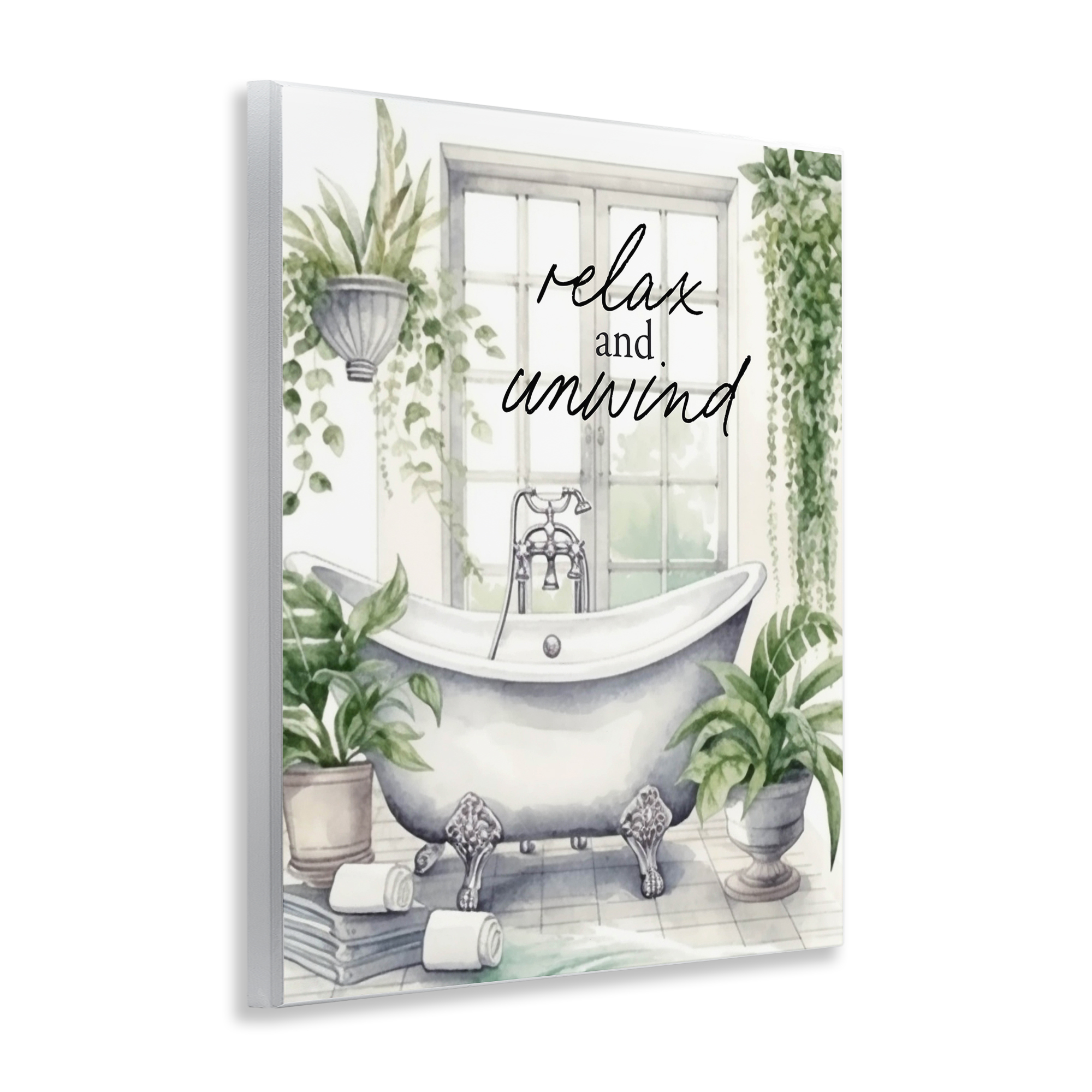 Relax Unwind Bath & Foliage Wall Plaque Art, design by Lettered and Lined