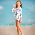 thumbnail image 4 of Fesfesfes Girls 2 Piece Swimsuit for Kids Girl Long Sleeve Tankini Swimsuits Bathing Suit Beach Floral Bikini Swimwear with Skirt 4-8 Years(Multicolor,5 Years), 4 of 9