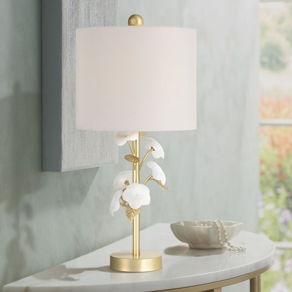 360 Lighting Descanco 21" High Gold and White Flower Table Lamp