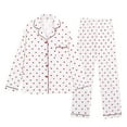 thumbnail image 4 of YMNXA Women Pajamas Set Long Sleeve Lapel Buttons Love Heart Print Tops And Pants Comfortable Soft Sleepwear For Daily Wear White L, 4 of 4