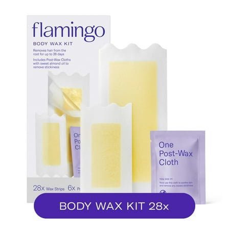 Flamingo Women's Body Wax Kit with 28 Gel-Wax Strips and 6 Post-Wax Cloths