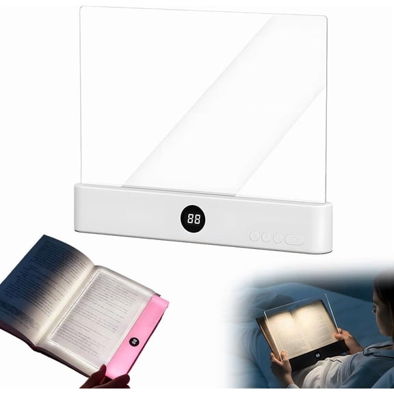 2026 Upgraded Book Light, Rechargeable Clear LED Flat Book Lights for Reading in Bed at Night with 3 Colors & Timer, Dimmable Panel Plate Lamp Full Page Light, Gift for Readers Women Men