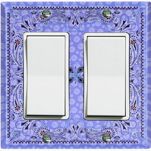 Metal Light Switch Plate Cover Purple Paisley Bandana Spotted Tile Pattern TIL082