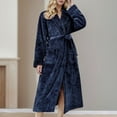 thumbnail image 4 of Long Robes for Women Mens Soft Plush Bath Robe Warm Bathrobes Comfy Full-length Nightgown Pajamas Sleepwear Housecoat Women Blue L, 4 of 7