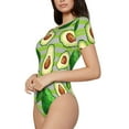thumbnail image 2 of Easygdp Avocado Green Striped Women's One-Piece Swimsuit Slim Fit Crew Neck Bodysuit Athletic Swimwear with Concealed Buckle - Medium, 2 of 9