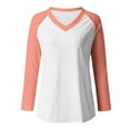 thumbnail image 3 of ylioge Long Sleeve Shirts for Women, Womens Y2k Oversized Tops Splice Solid Color V Neck Pullover Blouses for Women Dressy Casual Spring Reduced Price and, 3 of 3
