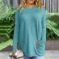 thumbnail image 6 of ZyeKqe Tunic or Tops to Wear with Leggings Crewneck Long Sleeve Shirts Blouse Solid Color T Shirts Tees with Pockets, 6 of 6