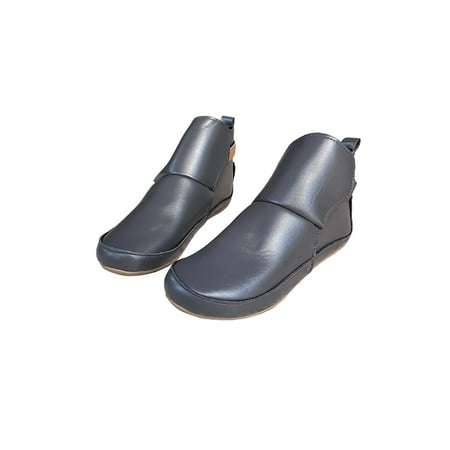 

Ritualay Women Lightweight Short Boot Warm Round Toe Booties Outdoor Daily Low Calf Winter Shoes Gray 8.5