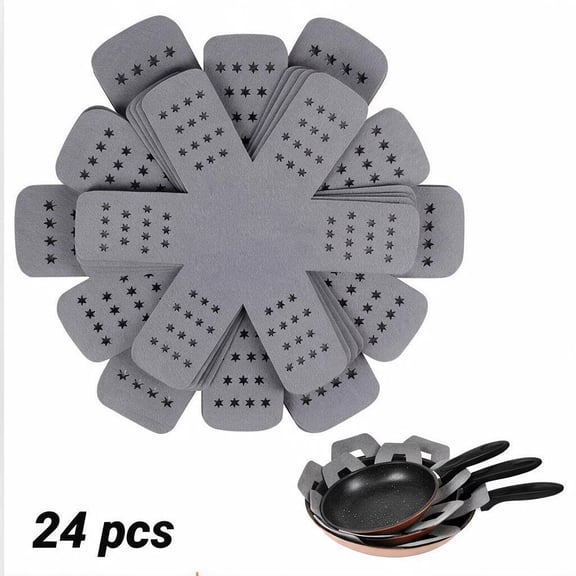 Pan Pot Protectors, Larger & Thicker Pan Protector with Stars, Set of 12 and 3 Different Sizes, Gray Pot Separator Pads for Stacking and Protecting Your Cookware