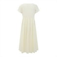 thumbnail image 4 of TSADFHJI Jupes pour Femmes Longueur Courte Hiver Robe d'Été Décontractée Unie Manches Courtes Ample Coton Lin S Kaki, 4 of 5