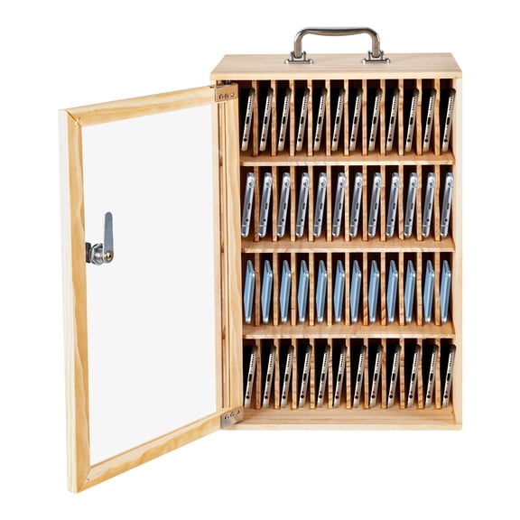 48 Slot Acrylic Wooden Phone Locker Box, Lockable Cell Phone Cabinet for Classrooms and Offices