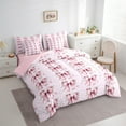 thumbnail image 3 of Manfei Princess Ribbon Child Bedding Comforter Set 7 Pieces, Retro Garden Flower Full Bedding Set, Kawaii Ribbon Bow Reversible Fitted Sheet Flat Sheet, Ultra Soft Home Decor, 3 of 7