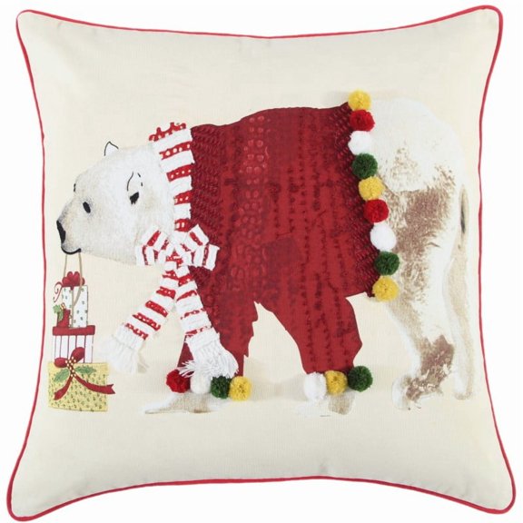 Rizzy Home Transitional Cotton Bear Pillow Cover With Multi COVT19144MU002020