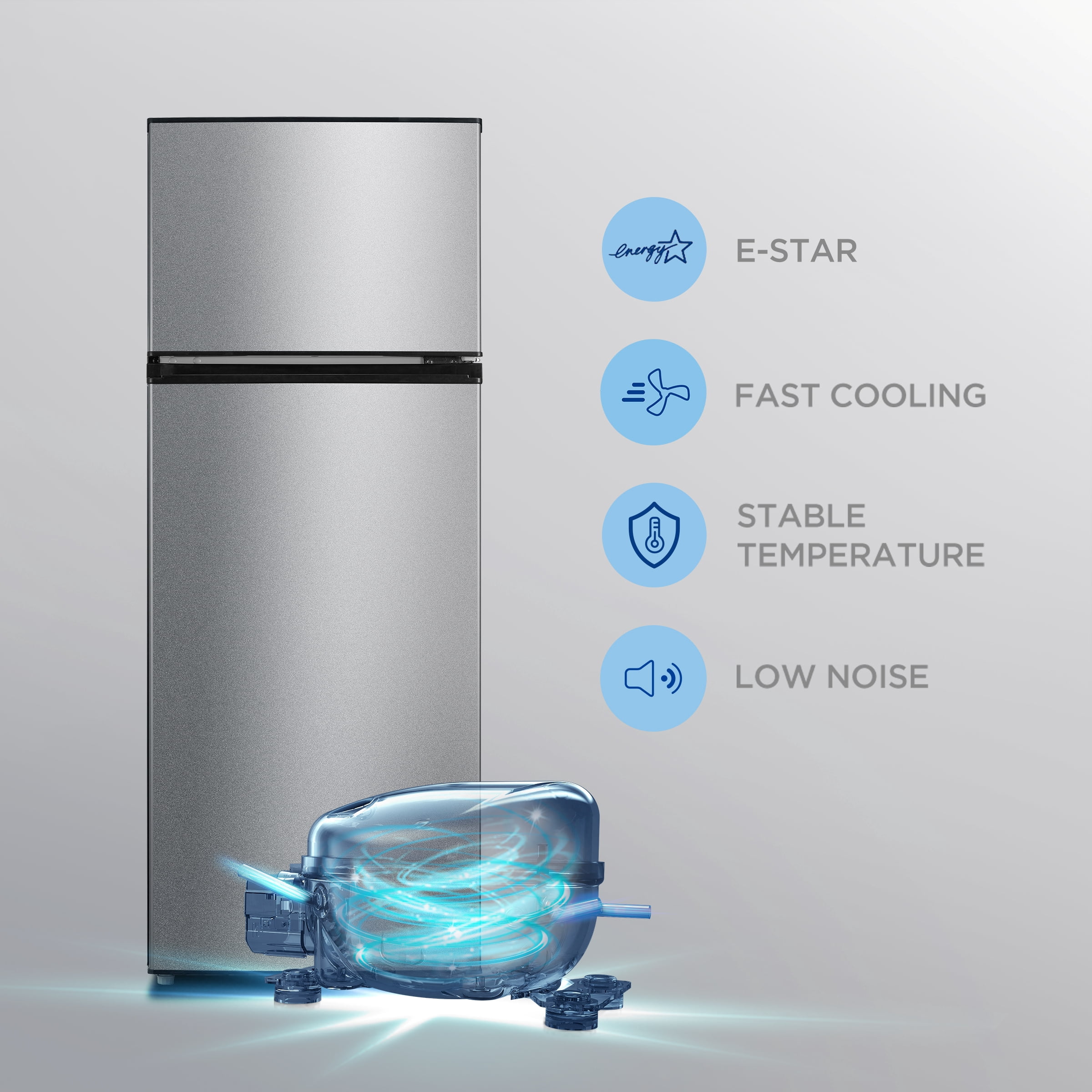 Mainstays 7.2 cu. ft. Energy Star 2-Door Refrigerator/Freezer with LED Lighting