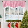 thumbnail image 3 of Pink Snowflakes Tie Up Valances Curtain, Winter Xmas Pink White Nature Snow Scene Adjustable Rod Pocket Short Window Treatment Tie Up Curtains Valances for Kitchen Living Room Bathroom 42x12 Inches, 3 of 9