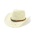 thumbnail image 2 of Women's Wide Brim Sun Hat Men Summer Western Cowboy Hat Straw Hat Hollowed Out Visor Cap, 2 of 4